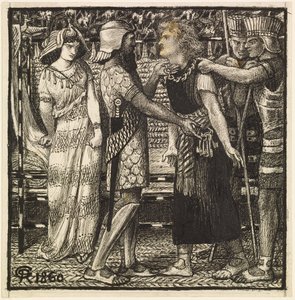 Josef anklaget før Potifar (færdig komposition) af Dante Gabriel Charles Rossetti