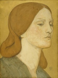 Nr.1575 Hoved af en pige i en grøn kjole (Elizabeth Siddal), 1850-65 af Dante Gabriel Charles Rossetti