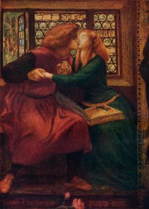 Paolo og Francesca da Rimini detalje, 1855 af Dante Gabriel Charles Rossetti