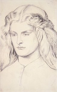Portrætstudie af Annie Miller, ca. 1860-63 (pen, indisk blæk & grafit på papir) af Dante Gabriel Charles Rossetti