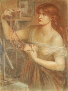 Risen at Dawn - Gretchen Discovering Fausts Jewels, 1868 (kridt på papir) af Dante Gabriel Charles Rossetti