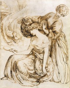 Studie til Desdemonas dødssang: Othello, akt IV, Sc. III, af Dante Gabriel Charles Rossetti