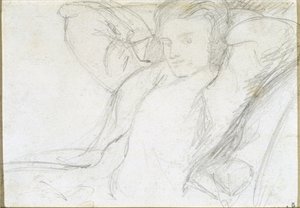 Studie af en siddende dame, 1860 (grafit på papir) af Dante Gabriel Charles Rossetti