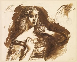 Skitse i halv længde af en ung kvinde af Dante Gabriel Rossetti