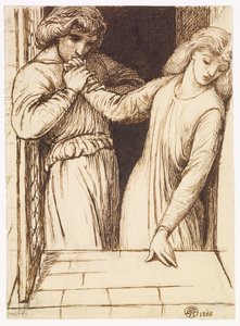 Hamlet og Ophelia - kompositorisk studie af Dante Gabriel Rossetti