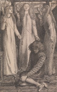 Illustration til tjenestepigerne i Elfen-Mere af Dante Gabriel Rossetti