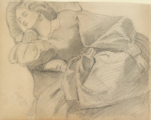 Ruth Herbert sover, 1858 af Dante Gabriel Rossetti