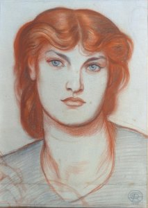 Studie for Queen of Hearts af Dante Gabriel Charles Rossetti