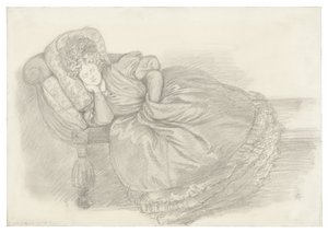 Studie af Fanny Cornforth, sovende på en chaiselongue af Dante Gabriel Rossetti