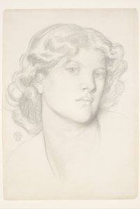 The Blue Bower - Studie af kvindehoved af Dante Gabriel Rossetti