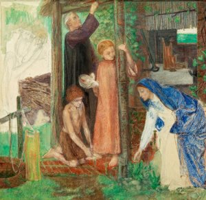 Påsken i den hellige familie af Dante Gabriel Charles Rossetti