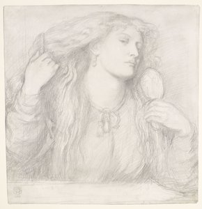 Kvinde kæmmer sit hår, Fanny Cornforth af Dante Gabriel Rossetti
