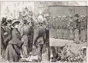 Begravelse af admiral Luigi Buglione di Monale (1821-1884), Rom, Italien, gravering fra tegning af Dante Paolocci, fra L