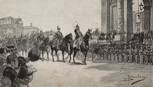 Militærparade i Macau til kong Umberto I