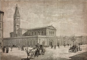Ny kirke af Sacred Heart i Rom, Italien, gravering fra tegning af Dante Paolocci, fra L