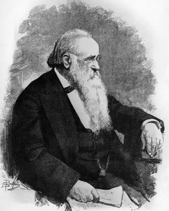 Portræt af Agostino Depretis (1813-1887), italiensk statsmand, tegning af Dante Paolocci (1856-1926), gravering fra L