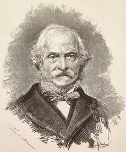Portræt af Terenzio Mamiani (1799-1885), italiensk politiker og forfatter, gravering fra en tegning af Dante Paolocci og et fotografi af Della Valle, fra L