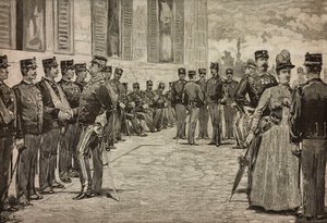 Overlevende fra Dogali, Eritrean War, modtaget af suveræner i Quirinal-haven, Rom, Italien, af Dante Paolocci, L