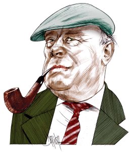 Ernst Von Salamon, 2021 (digital farveblyantstegning) af Dariush Radpour
