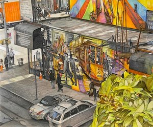 Birds Eye View, 2022 (blyant på papir) af Darrell Windjack