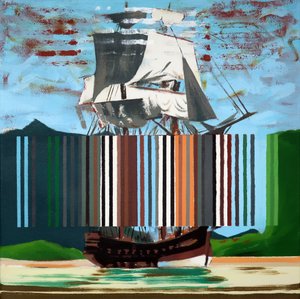 Bark Endeavour, 2019 (akryl på lærred) af Darren Coffield
