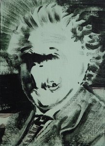 Einstein, 2013 (akryl på plade) af Darren Coffield
