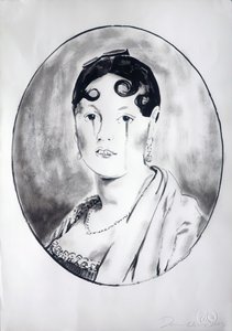 Ingre Girl 3, 2003 (blæk på papir) af Darren Coffield