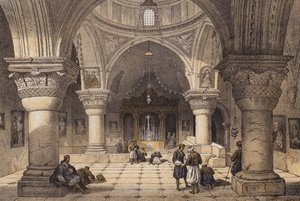 St Helenas kapel (farve litho) af David (after) Roberts