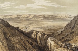 Nedstigning til Jordans dal (farve litho) af David (after) Roberts