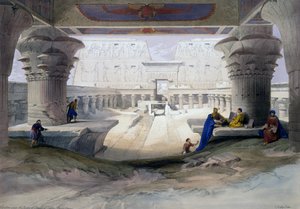Edfu tempel, gravering fra tegning af David Roberts (1796-1864), fra Egypten og Nubien
