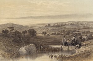 Jerusalem fra nord (farve litho) af David (after) Roberts