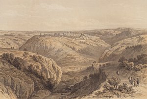 Jerusalem fra syd (farve litho) af David (after) Roberts