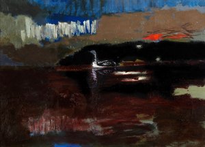 Black-throated Diver, ca. 1986 (olie på lærred) af David Alan Redpath Michie