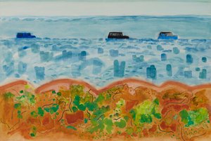 Cars and Saltbush, Australien (akvarel)