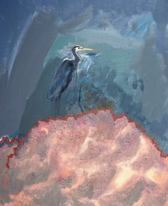 Great Blue Heron (olie på lærred) af David Alan Redpath Michie