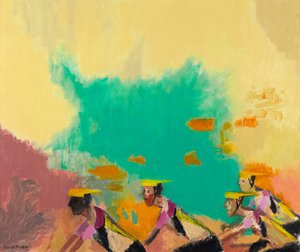 The Cyclists, ca. 1997-98 (olie på lærred) af David Alan Redpath Michie