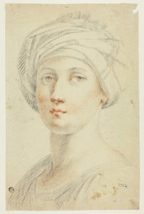 Portrætbuste af ung kvinde med turban af David Allan