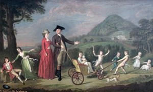 Sir James Hunter Blair, 1. Bart., med sin kone og ni af deres fjorten børn, 1785