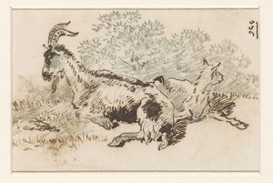 Ged og unger i et landskab af David Alphonse de Sandoz Rollin