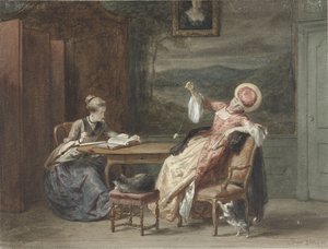 To unge kvinder ved et bord