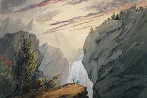 Ved vandfaldet, ca. 1850.