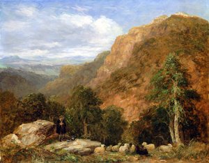 En udsigt fra oven Bettws-y-Coed, Moel Siabod og Snowdon Range i det fjerne, 1853 af David Cox
