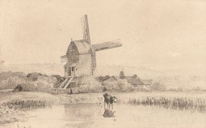 Kvægvanding ved en vindmølle på Dulwich Common, 1811 af David Cox