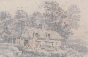 Sommerhus i Herefordshire, ca. 1820 (grafit på papir) af David Cox