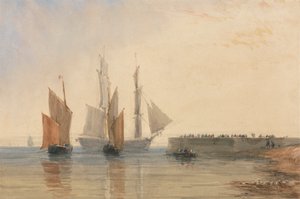 Indgang til Calais havn af David Cox