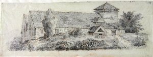 Llanfair Church, North Wales, ca. 1813 af David Cox