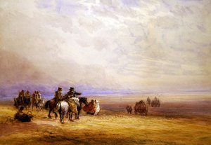 Forbereder sig på at krydse Lancaster Sands (akvarel på papir) af David Cox