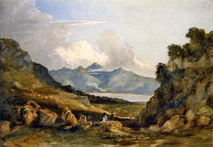 Snowdon (akvarel på papir) af David Cox