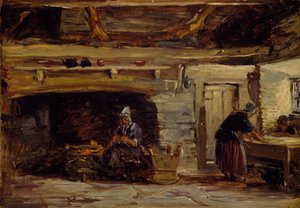 Sommerhusinteriør, Trossavon nær Bettws-y-Coed, 1844-1847. af David Cox the elder