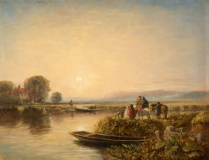 Venter på færgen - morgen, 1851. af David Cox the elder